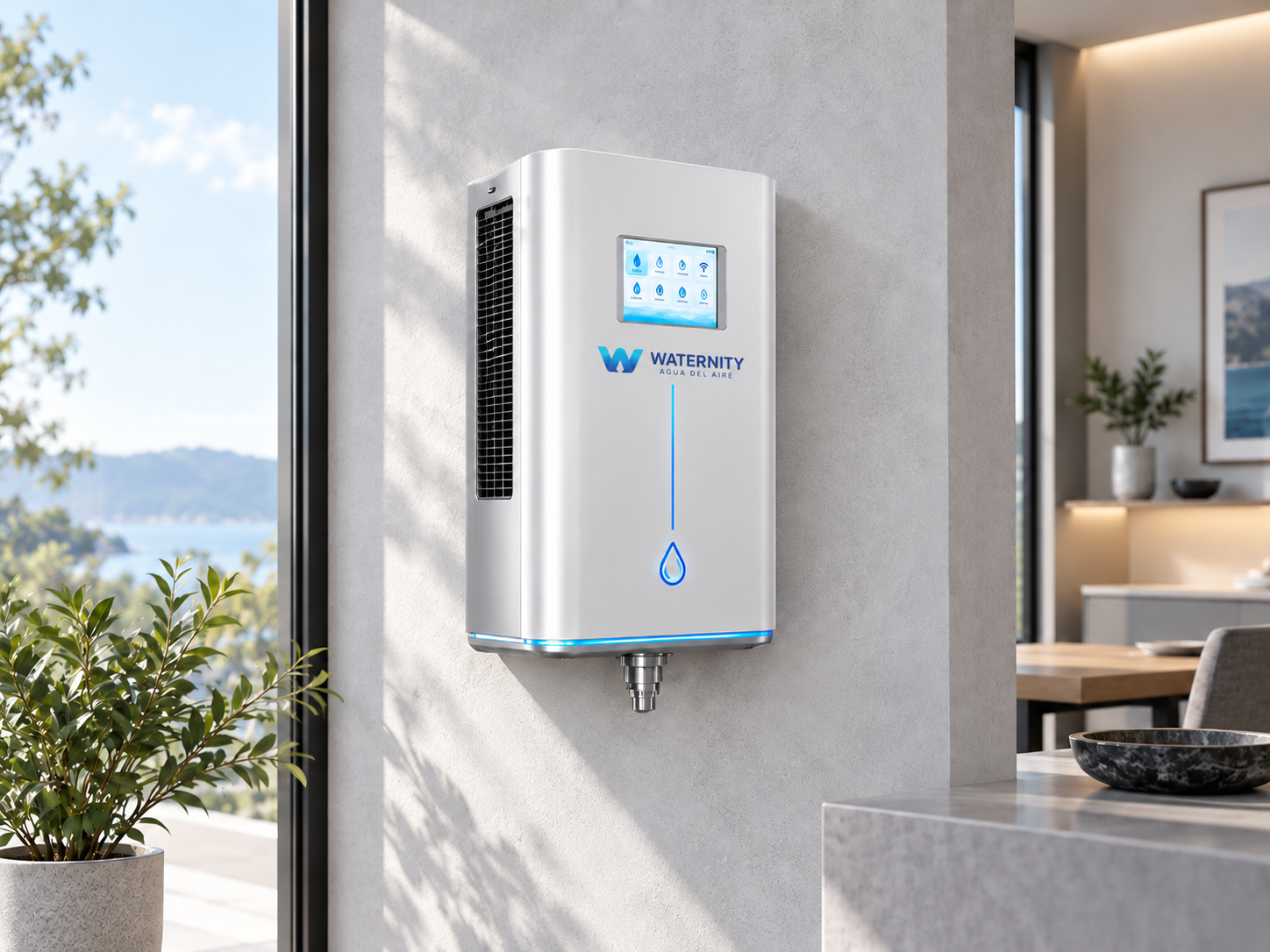Modelo Waternity minimalista para muro instalado en un espacio interior